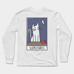 Sleeplessness (Cat & Coffee) Long Sleeve T-Shirt